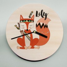 Unique personnalisé horloge murale fox renard