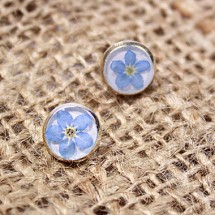 résine bleu terrarium poste boucles d’oreilles ne m’oublient pas mini boucles d’oreilles bleu déclaration