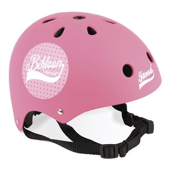 Casque rose à pois pour draisienne