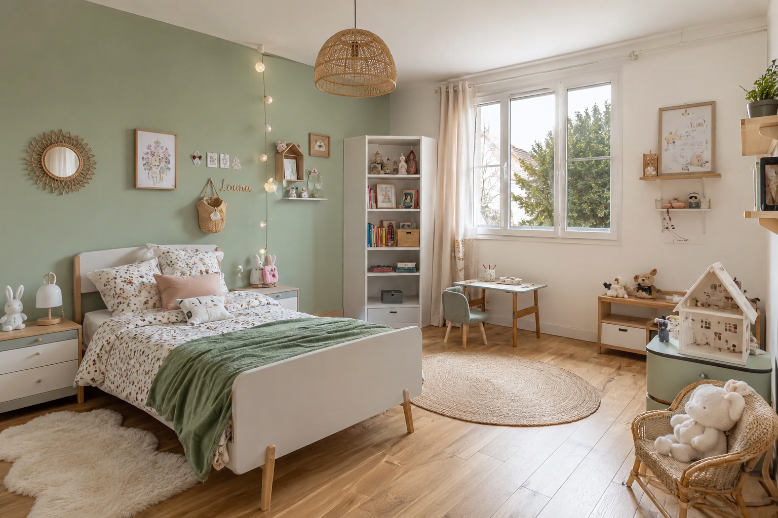 Chambre d'enfant aux coloris naturels